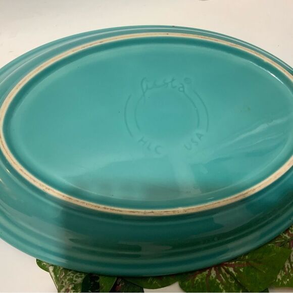 Fiesta Persimmon Green 13.5" x9.25” Oval Plate Serving Platter Homer Laughlin B2 - Picture 4 of 5